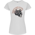 Gasoline Soul Biker Skull Motorbike Chopper Womens Petite Cut T-Shirt White