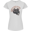 Gasoline Soul Biker Skull Motorbike Chopper Womens Petite Cut T-Shirt White