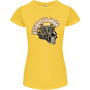 Gasoline Soul Biker Skull Motorbike Chopper Womens Petite Cut T-Shirt Yellow
