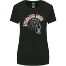 Gasoline Soul Biker Skull Motorbike Chopper Womens Wider Cut T-Shirt Black