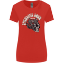 Gasoline Soul Biker Skull Motorbike Chopper Womens Wider Cut T-Shirt Red