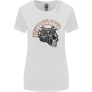 Gasoline Soul Biker Skull Motorbike Chopper Womens Wider Cut T-Shirt White
