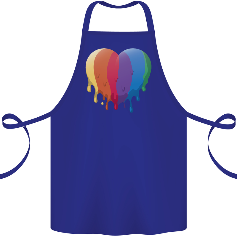 Gay Pride LGBT Heart Cotton Apron 100% Organic Royal Blue