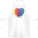 Gay Pride LGBT Heart Cotton Apron 100% Organic White