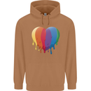 Gay Pride LGBT Heart Mens 80% Cotton Hoodie Caramel Latte