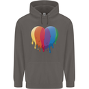Gay Pride LGBT Heart Mens 80% Cotton Hoodie Charcoal