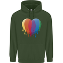 Gay Pride LGBT Heart Mens 80% Cotton Hoodie Forest Green