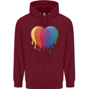 Gay Pride LGBT Heart Mens 80% Cotton Hoodie Maroon
