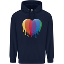 Gay Pride LGBT Heart Mens 80% Cotton Hoodie Navy Blue