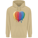 Gay Pride LGBT Heart Mens 80% Cotton Hoodie Sand