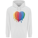 Gay Pride LGBT Heart Mens 80% Cotton Hoodie White