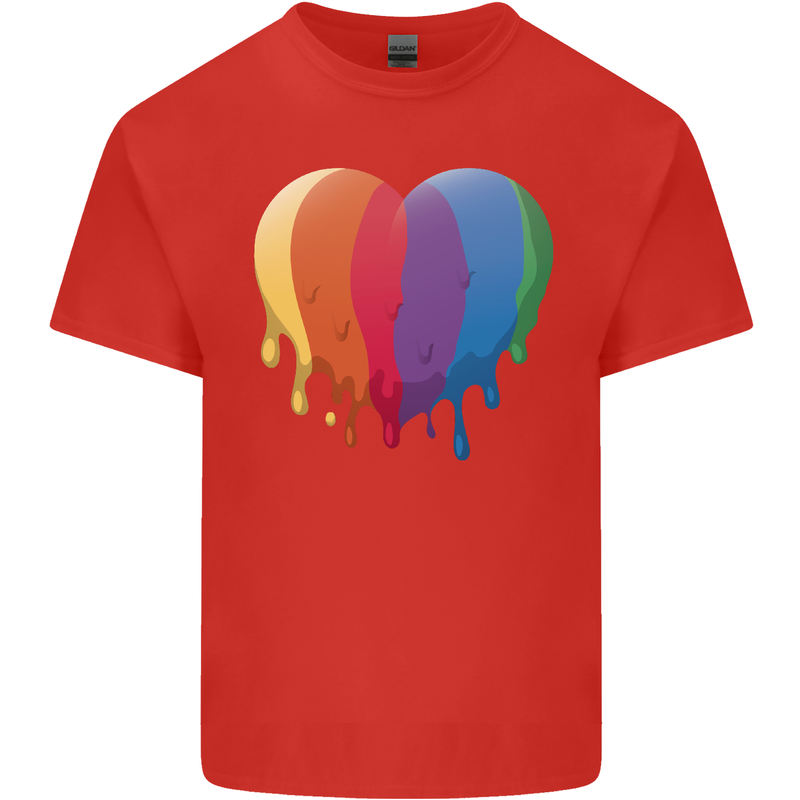 Gay Pride LGBT Heart Mens Cotton T-Shirt Tee Top Red