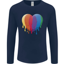 Gay Pride LGBT Heart Mens Long Sleeve T-Shirt Navy Blue