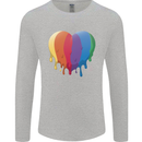 Gay Pride LGBT Heart Mens Long Sleeve T-Shirt Sports Grey