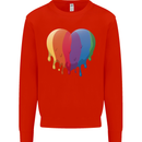 Gay Pride LGBT Heart Mens Sweatshirt Jumper Bright Red