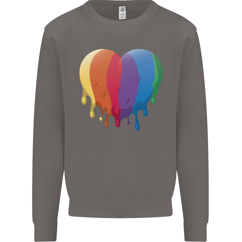 Gay Pride LGBT Heart Mens Sweatshirt Jumper Charcoal