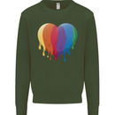 Gay Pride LGBT Heart Mens Sweatshirt Jumper Forest Green