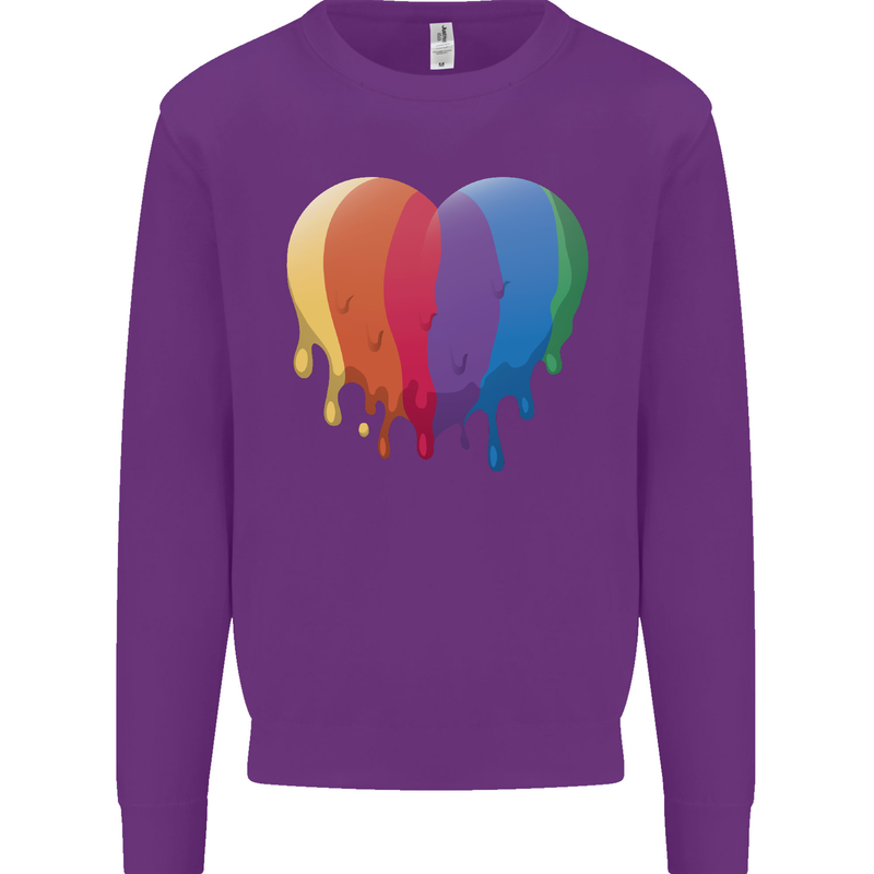 Gay Pride LGBT Heart Mens Sweatshirt Jumper Purple