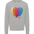 Gay Pride LGBT Heart Mens Sweatshirt Jumper Sports Grey