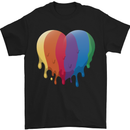 Gay Pride LGBT Heart Mens T-Shirt Cotton Gildan Black