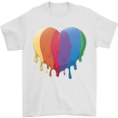 Gay Pride LGBT Heart Mens T-Shirt Cotton Gildan White