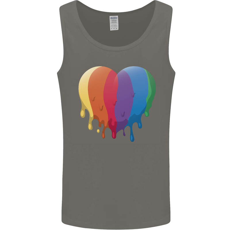 Gay Pride LGBT Heart Mens Vest Tank Top Charcoal