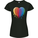 Gay Pride LGBT Heart Womens Petite Cut T-Shirt Black