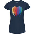 Gay Pride LGBT Heart Womens Petite Cut T-Shirt Navy Blue