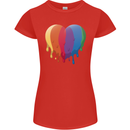 Gay Pride LGBT Heart Womens Petite Cut T-Shirt Red