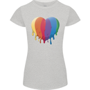 Gay Pride LGBT Heart Womens Petite Cut T-Shirt Sports Grey