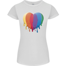 Gay Pride LGBT Heart Womens Petite Cut T-Shirt White