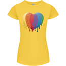 Gay Pride LGBT Heart Womens Petite Cut T-Shirt Yellow