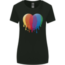 Gay Pride LGBT Heart Womens Wider Cut T-Shirt Black