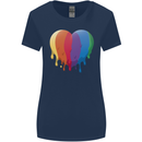Gay Pride LGBT Heart Womens Wider Cut T-Shirt Navy Blue