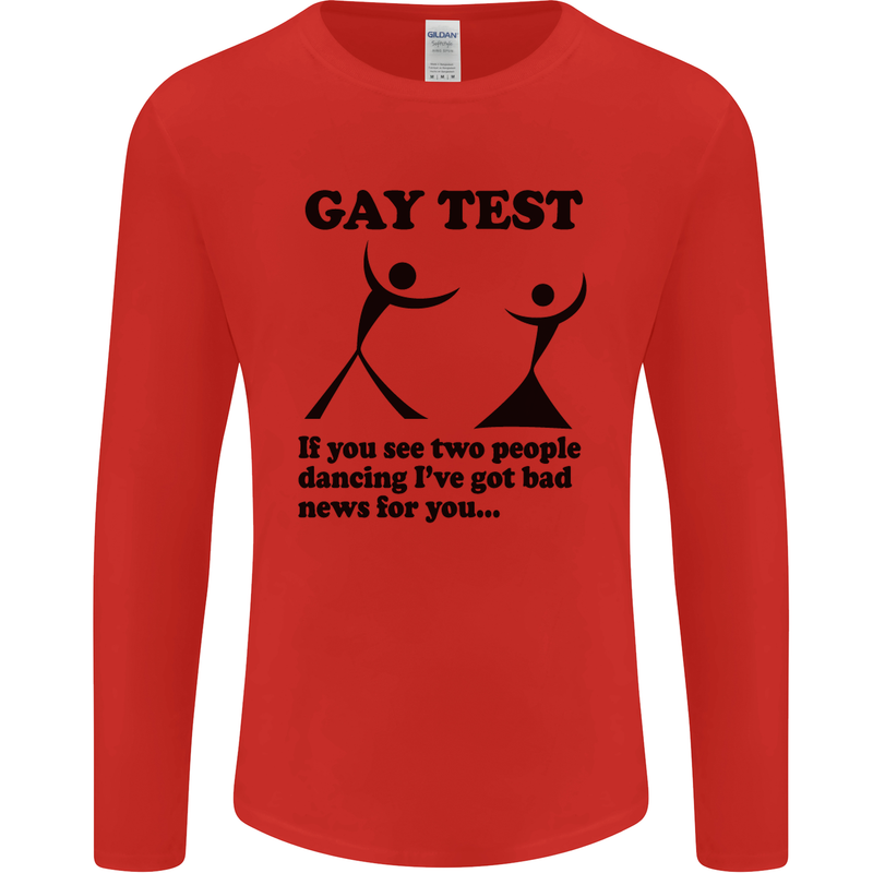Gay Test Funny LGBT Mens Long Sleeve T-Shirt Red