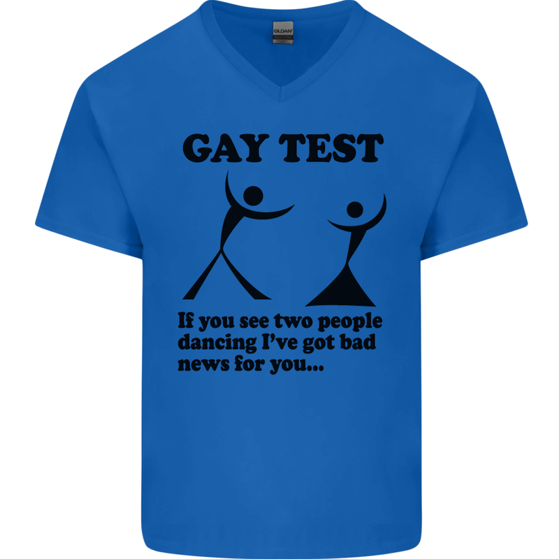 Gay Test Funny LGBT Mens V-Neck Cotton T-Shirt Royal Blue