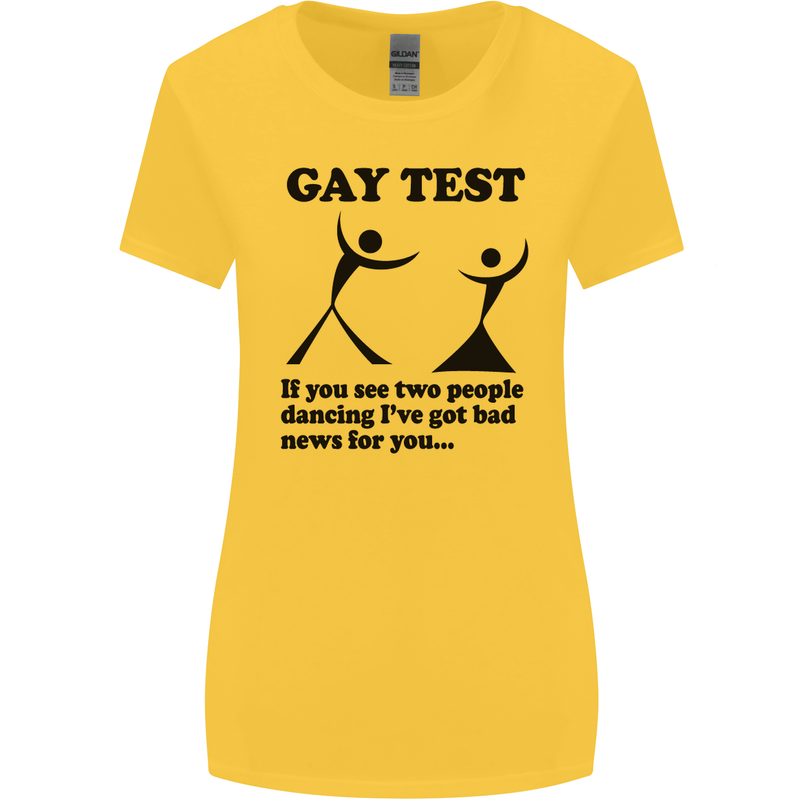 Gay Test Funny LGBT Womens Wider Cut T-Shirt Yellow