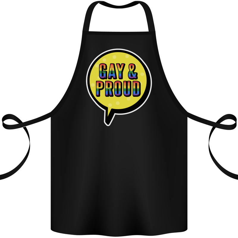 Gay and Proud LGBT Pride Awareness Cotton Apron 100% Organic Black