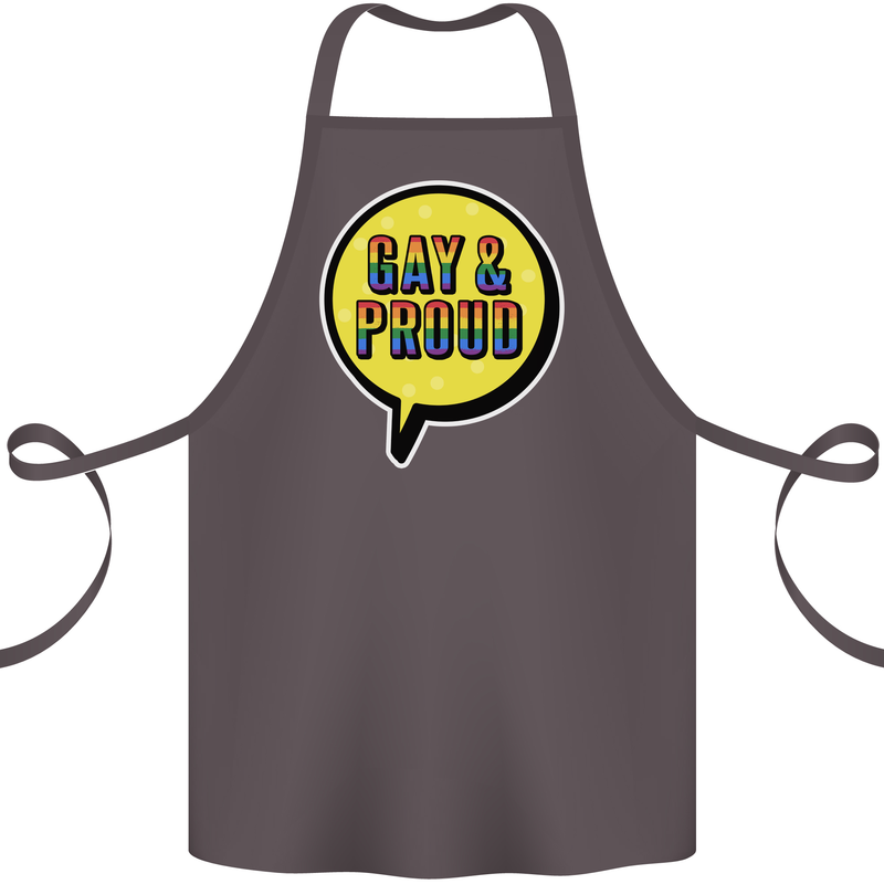 Gay and Proud LGBT Pride Awareness Cotton Apron 100% Organic Dark Grey