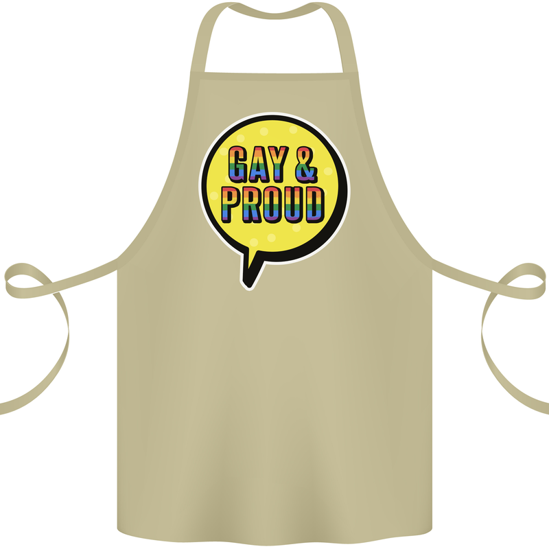 Gay and Proud LGBT Pride Awareness Cotton Apron 100% Organic Khaki