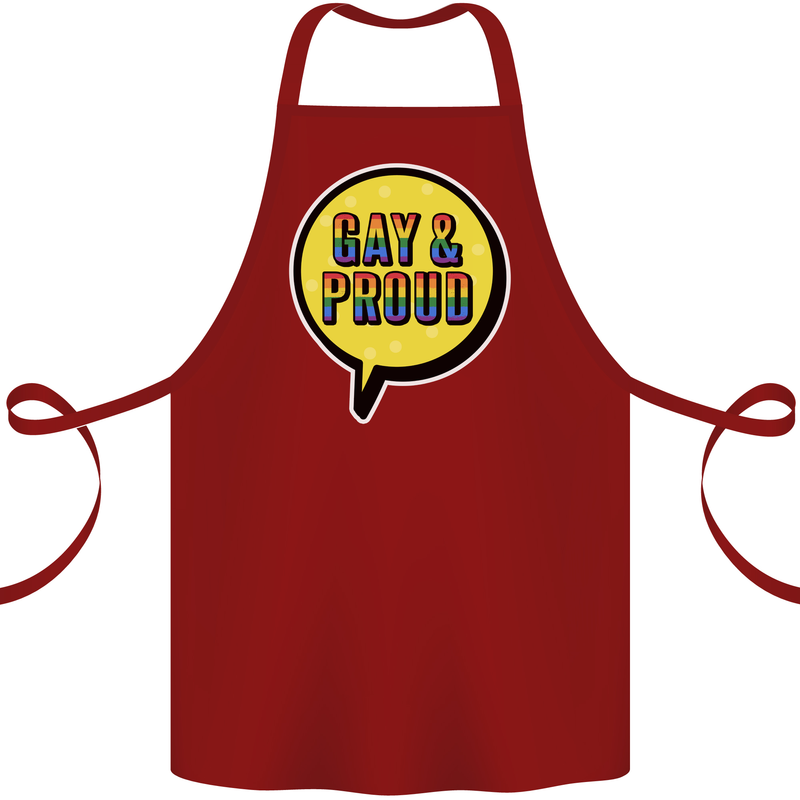 Gay and Proud LGBT Pride Awareness Cotton Apron 100% Organic Maroon
