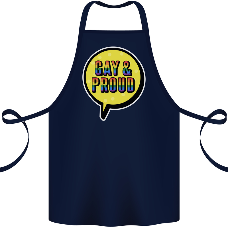 Gay and Proud LGBT Pride Awareness Cotton Apron 100% Organic Navy Blue