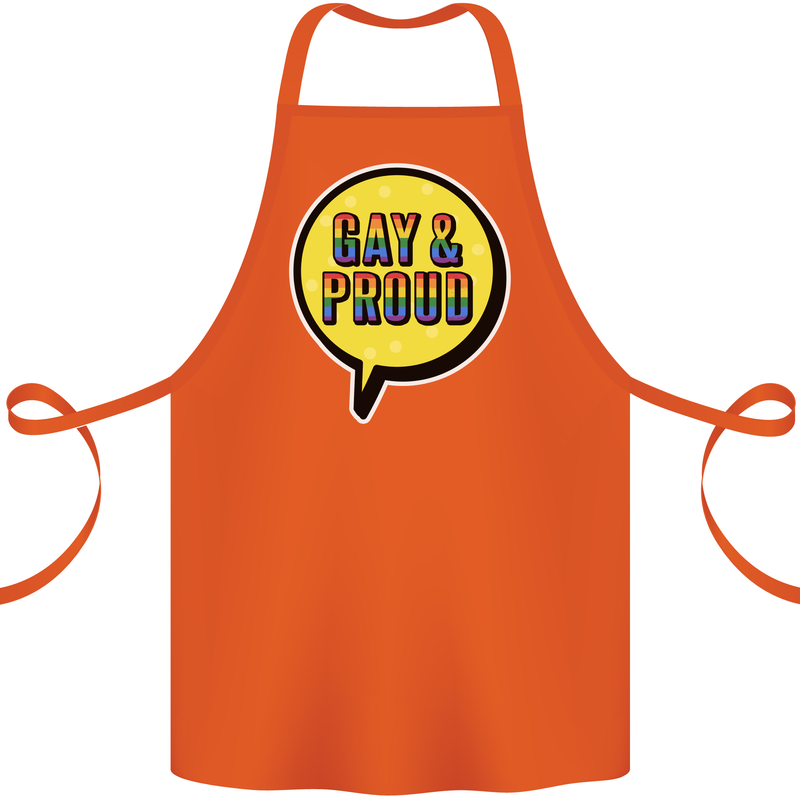 Gay and Proud LGBT Pride Awareness Cotton Apron 100% Organic Orange
