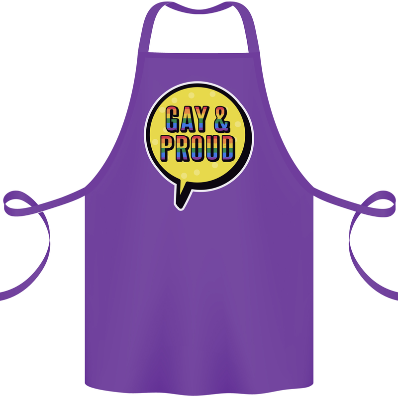 Gay and Proud LGBT Pride Awareness Cotton Apron 100% Organic Purple