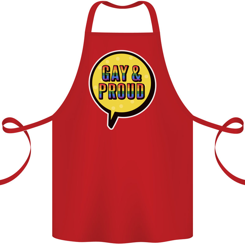 Gay and Proud LGBT Pride Awareness Cotton Apron 100% Organic Red