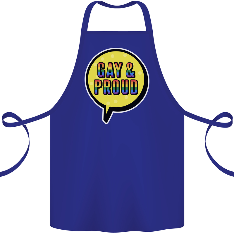 Gay and Proud LGBT Pride Awareness Cotton Apron 100% Organic Royal Blue