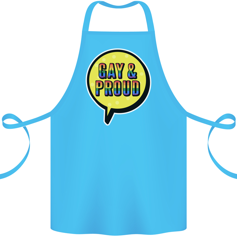 Gay and Proud LGBT Pride Awareness Cotton Apron 100% Organic Turquoise