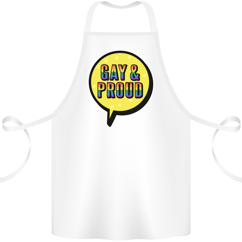 Gay and Proud LGBT Pride Awareness Cotton Apron 100% Organic White