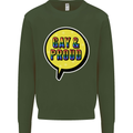 Gay and Proud LGBT Pride Awareness Kids Sweatshirt Jumper Forest Green