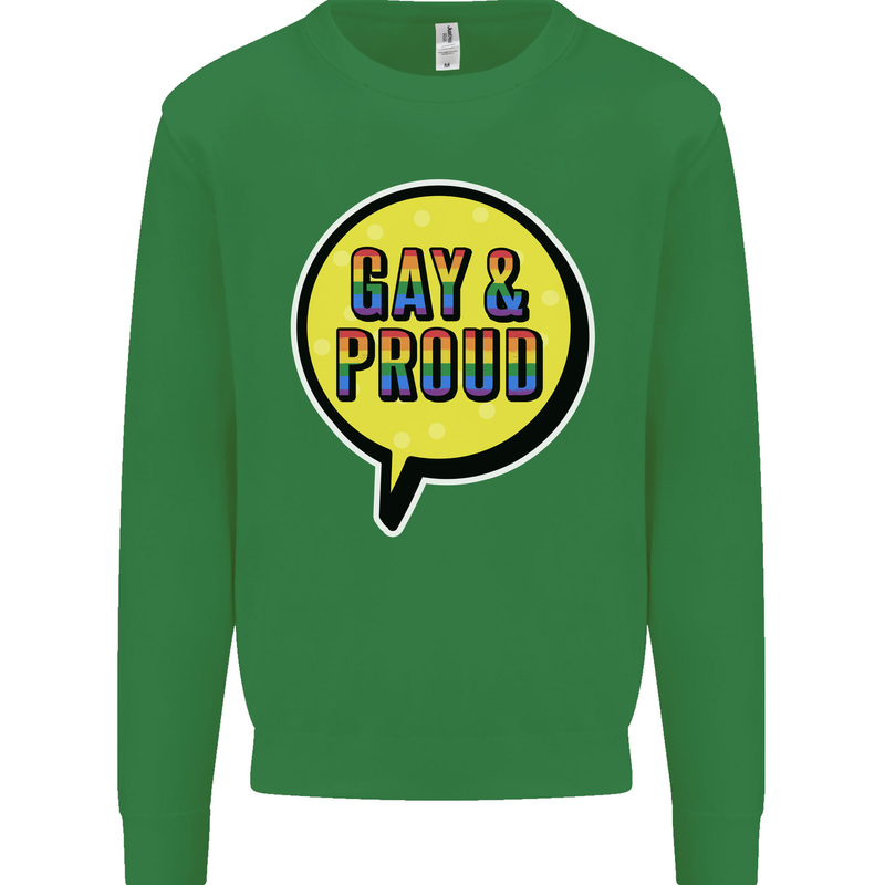 Gay and Proud LGBT Pride Awareness Kids Sweatshirt Jumper Irish Green